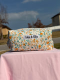 Cream Floral Makeup Bag