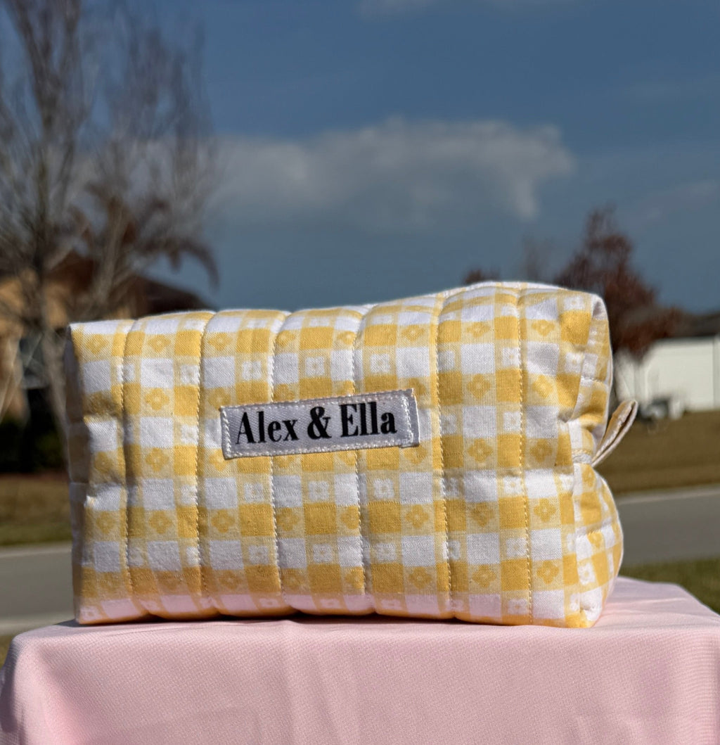 Yellow Gingham Makeup Bag