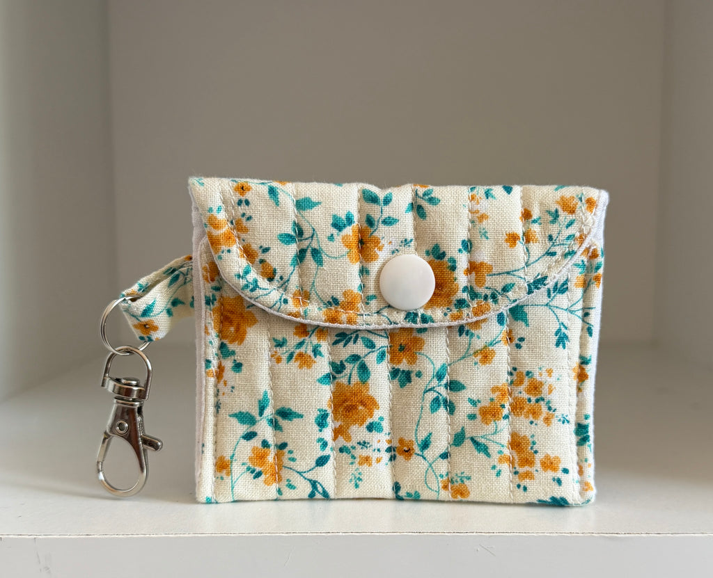 Cream Floral Makeup Bag